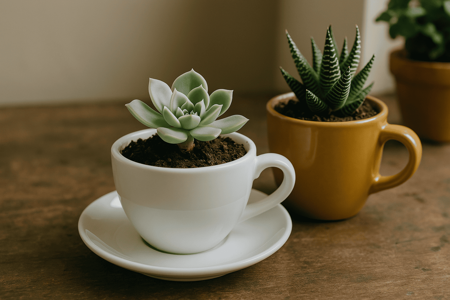 Eski Kupa ve Bardaktan Sukulent Saksısı