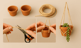 Rafya İpiyle Asılabilir Mini Saksılar