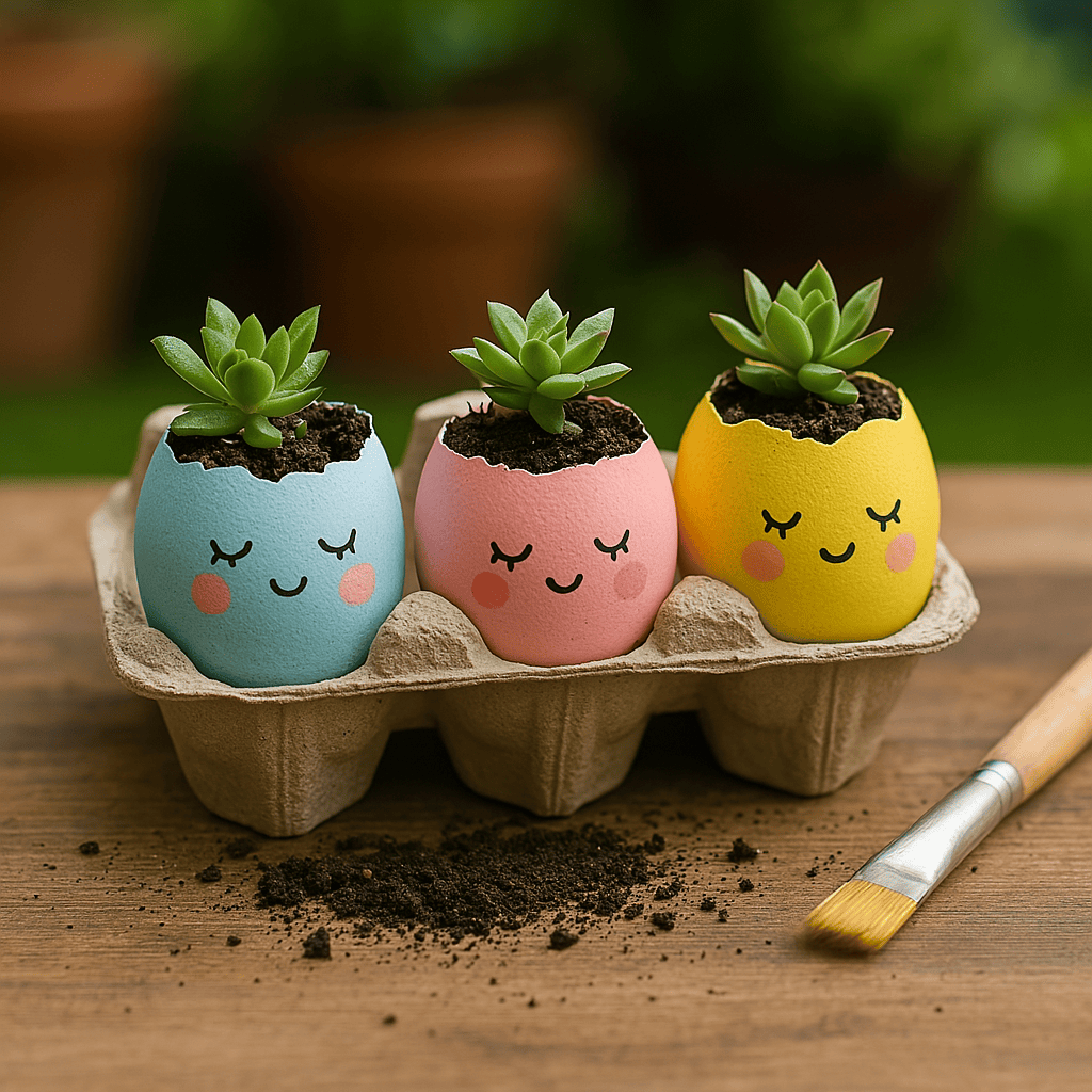 Yumurtadan Mini Kaktüs Saksısı